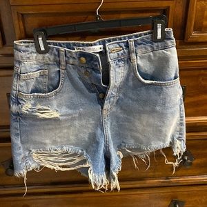 Zara distressed jean shorts